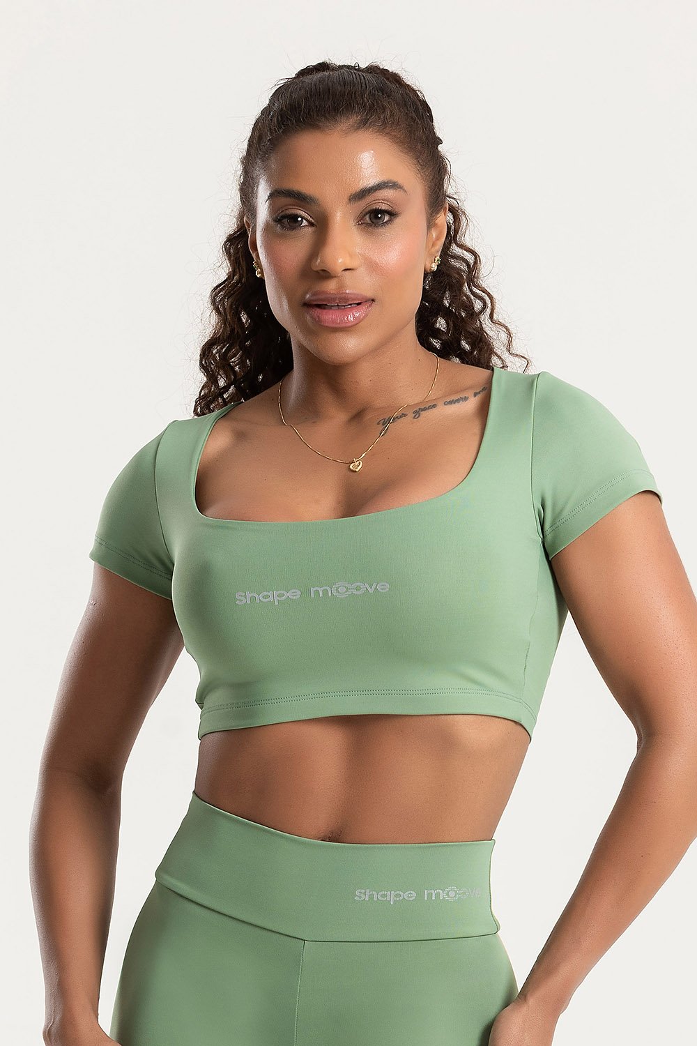 Cropped Manga Longa Musgo Malva