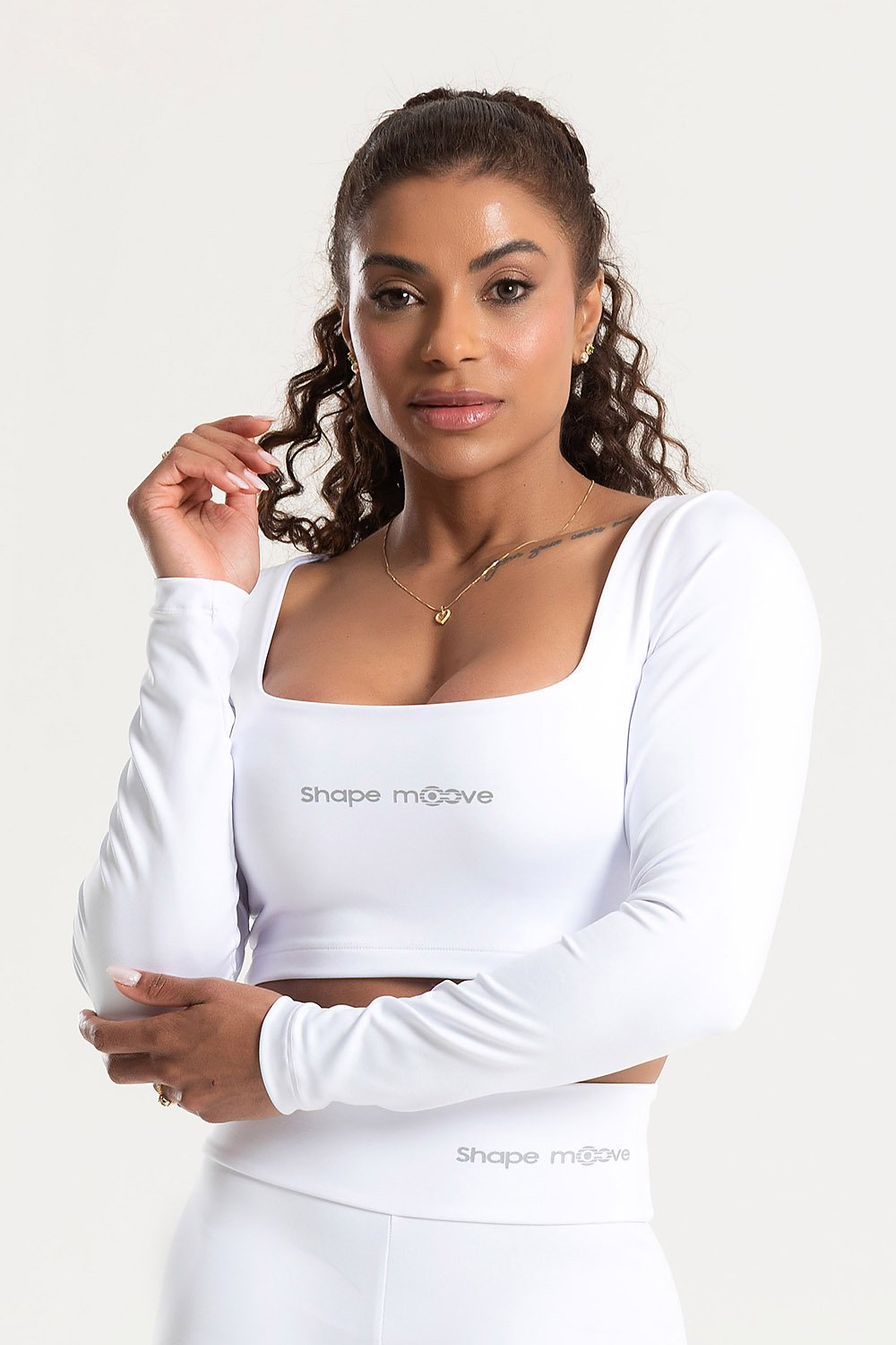Cropped Manga Longa Branco
