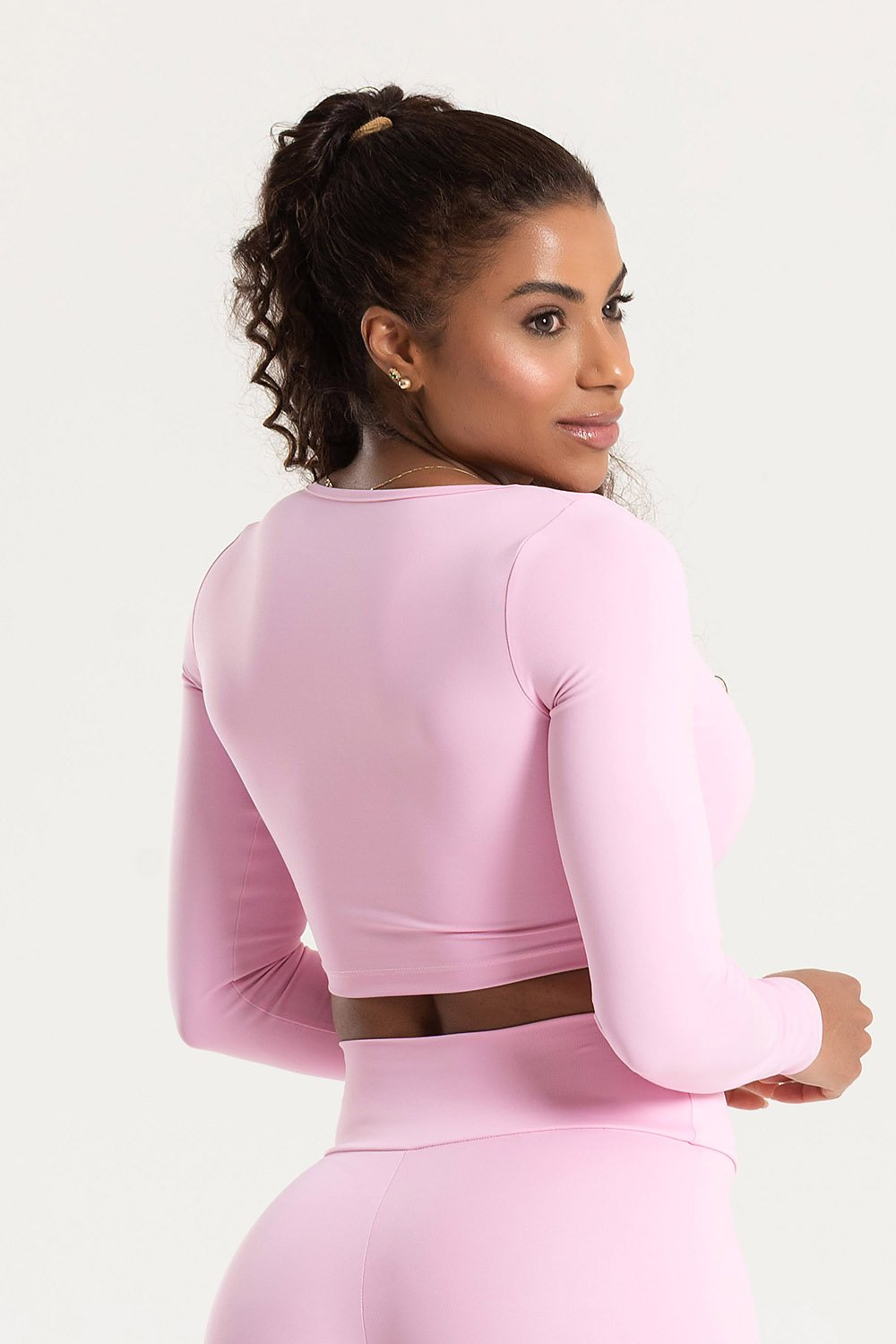 Cropped Manga Longa Rosa Ballet