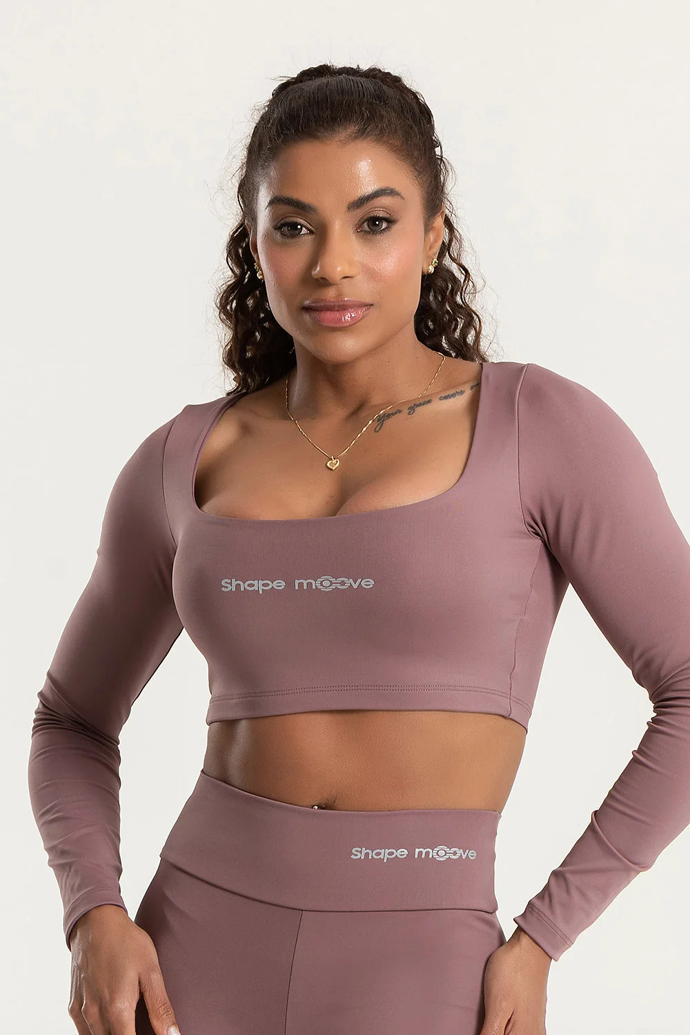 Cropped Manga Longa Musgo Malva