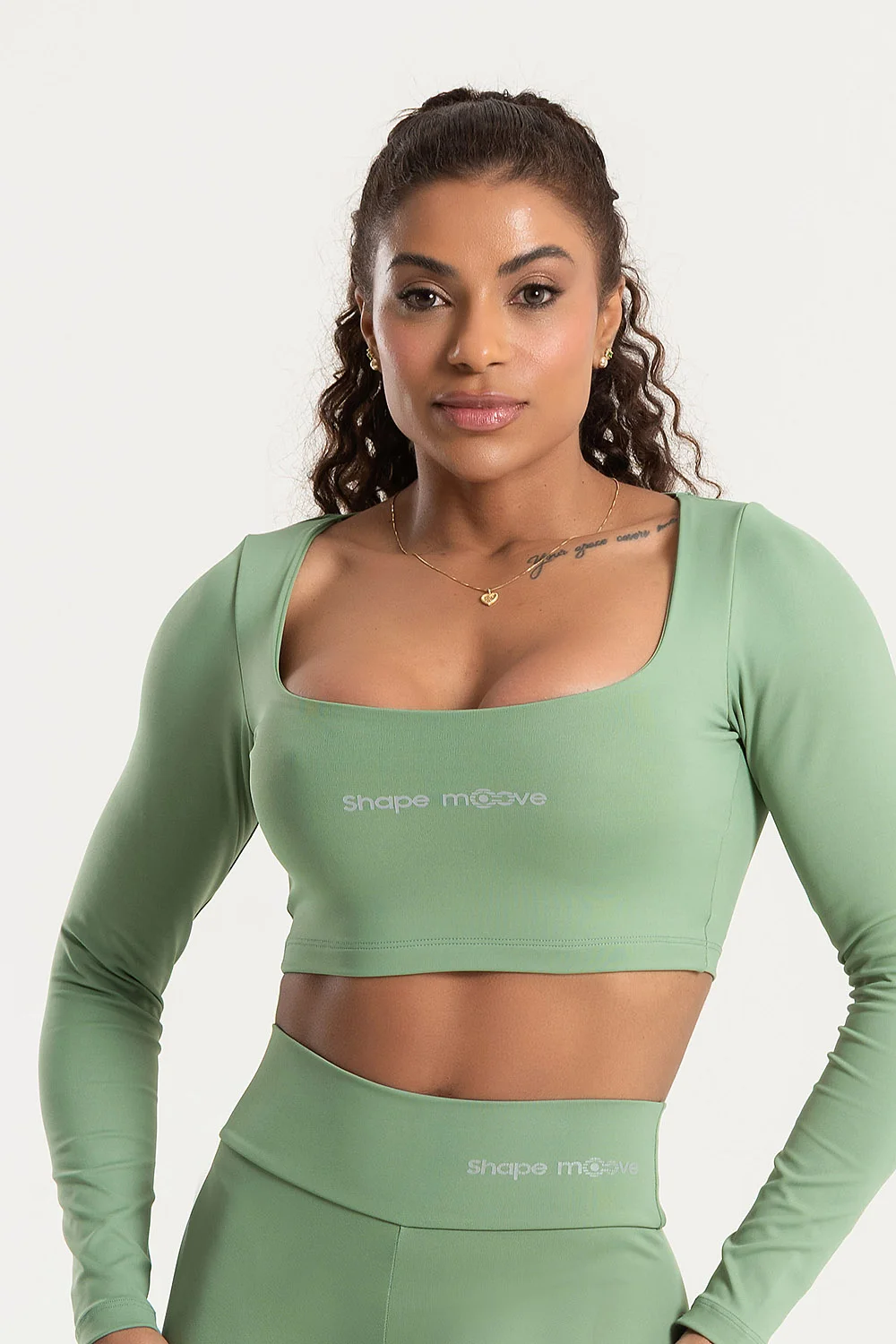 Cropped Manga Longa Musgo Malva